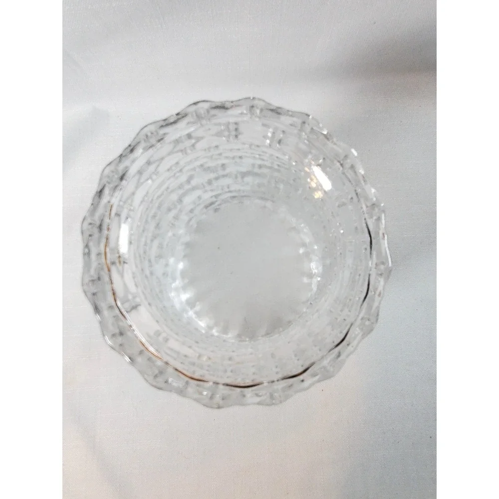 Clear Textured Glass Vase/Utensil Holder Honeycomb‎ Hex Pattern 6